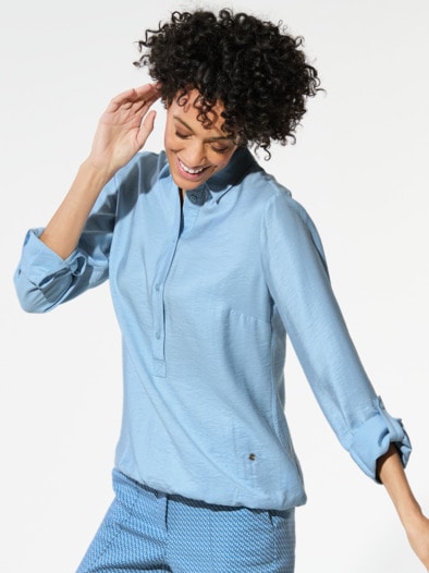 Easycare Blouson-Bluse Skyblue