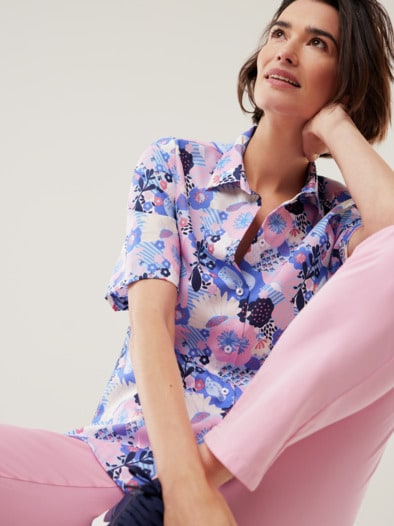 Extraglatt-Hemdbluse Everyday Blume