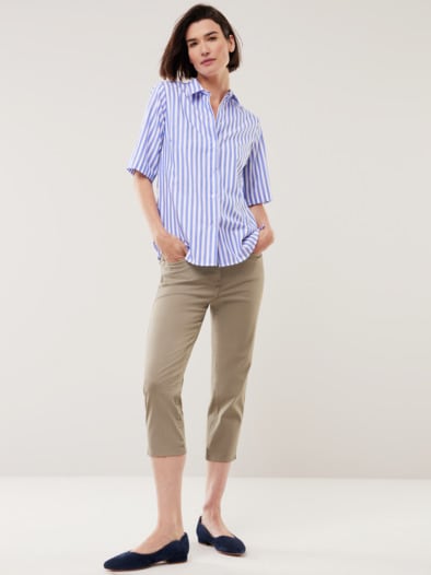 Extraglatt-Hemdbluse Everyday Streifen Blau
