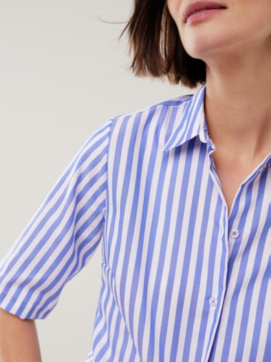 Extraglatt-Hemdbluse Everyday Streifen Blau
