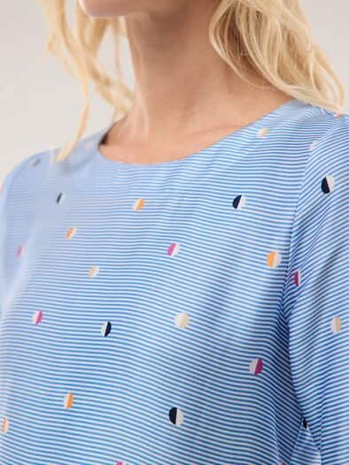 T-Shirt-Bluse Extra Leicht Streifen Blau
