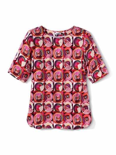 T-Shirt-Bluse Extra Leicht Kacheldruck Multicolor