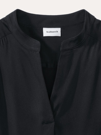 Easy Care Viskose Bluse Uni Schwarz