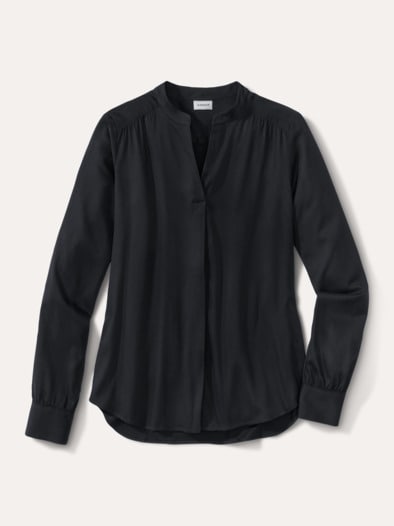 Easy Care Viskose Bluse Uni Schwarz