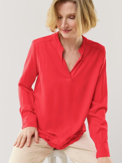 Easy Care Viskose Bluse Uni Rot