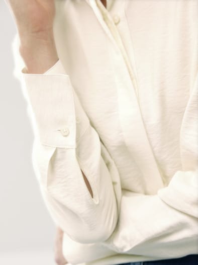 Easy Care Crincle Bluse Offwhite
