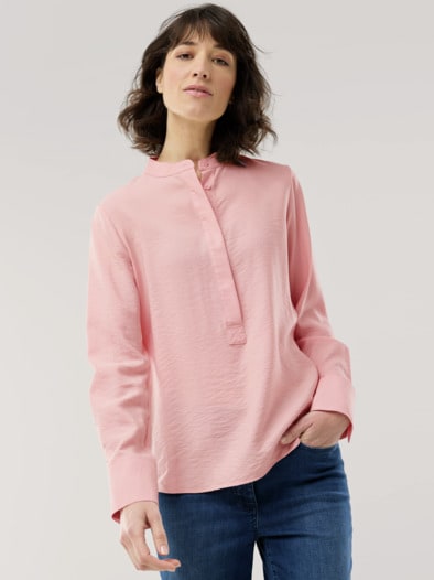 Easy Care Crincle Bluse Rosenholz