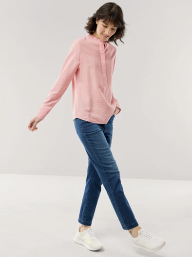 Easy Care Crincle Bluse Rosenholz