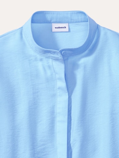 Easy Care Crincle Bluse Skyblue