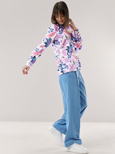 Stehkragenbluse Feel Good Blumendruck