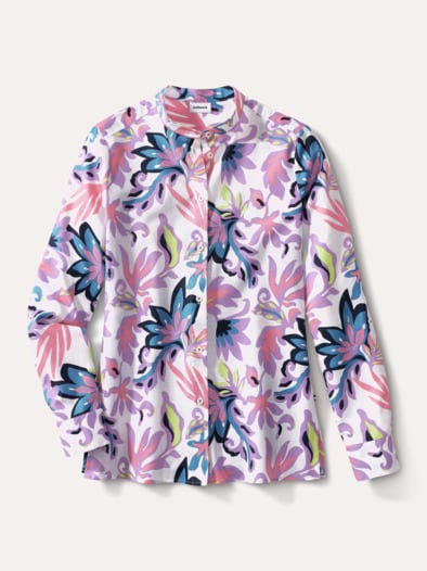 Stehkragenbluse Feel Good Blumendruck
