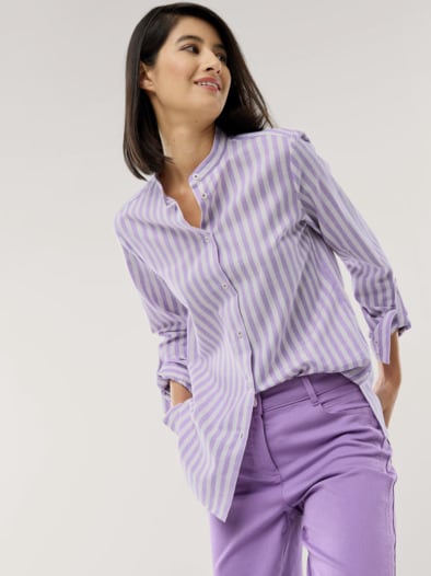 Stehkragenbluse Feel Good Streifen Veilchen