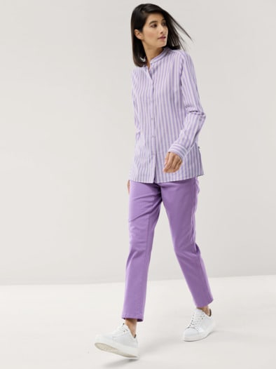 Stehkragenbluse Feel Good Streifen Veilchen