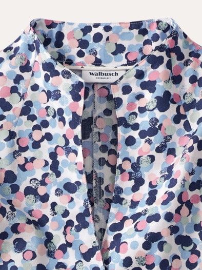 Extraglatt-Bluse Kelchkragen Tupfen Multicolor