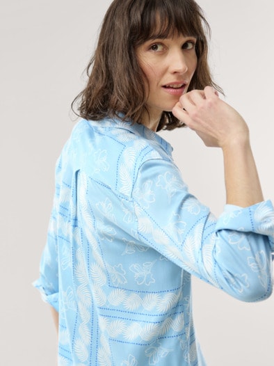 Easy Care Bluse Bandana Skyblue