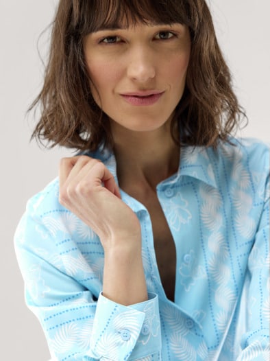 Easy Care Bluse Bandana Skyblue