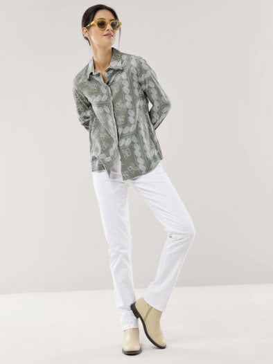 Easy Care Bluse Bandana Khaki