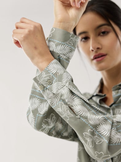 Easy Care Bluse Bandana Khaki