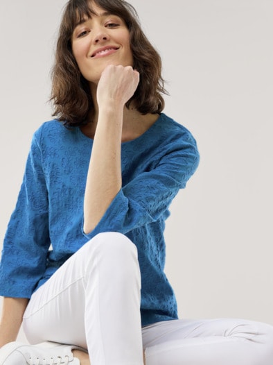 Jacquard Shirtbluse Königsblau