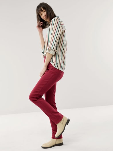 Soft-Flanell Polo-Bluse Multicolor Streifen