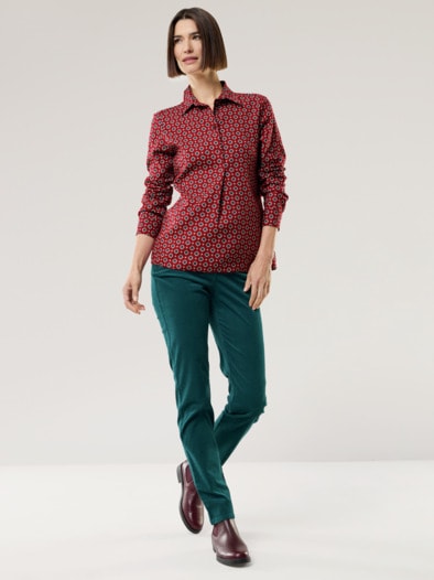 Soft-Flanell Polo-Bluse Krawattendessin