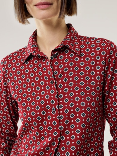 Soft-Flanell Polo-Bluse Krawattendessin