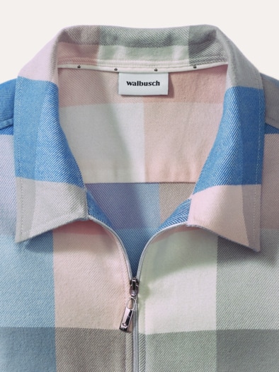 Kuschelflanell Zip-Bluse Karo Altrosa