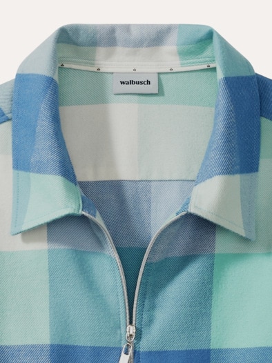 Kuschelflanell Zip-Bluse Karo Gletschergrün