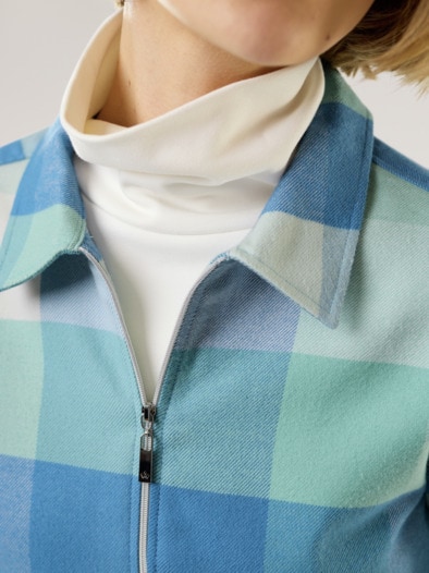 Kuschelflanell Zip-Bluse Karo Gletschergrün