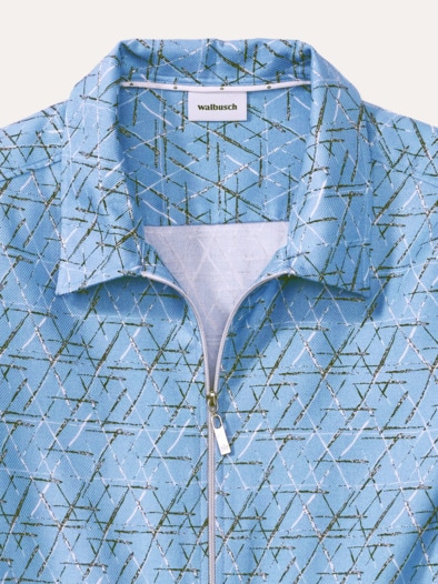 Kuschelflanell Zip-Bluse Minimal Ozeanblau