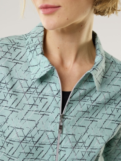 Kuschelflanell Zip-Bluse Minimal Gletschergrün