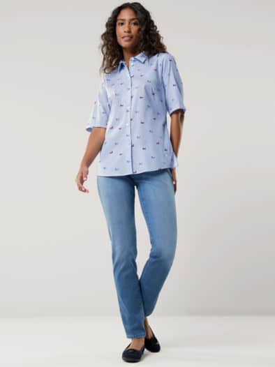 Extraglatt-Hemdbluse Everyday Dackeldruck