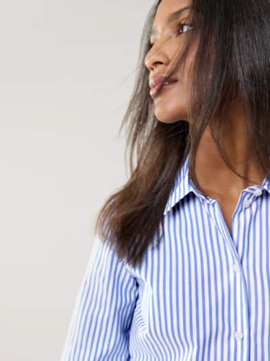 Extraglatt-Hemdbluse Everyday Streifen Tintenblau