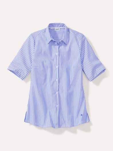 Extraglatt-Hemdbluse Everyday Streifen Tintenblau