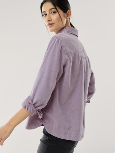 Two-Tone Cord Bluse Boxi Mauve