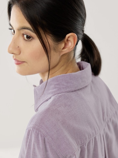 Two-Tone Cord Bluse Boxi Mauve