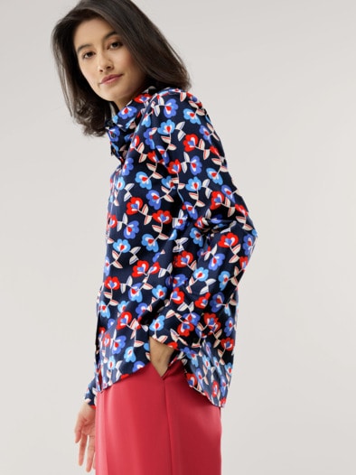 Baumwoll-Bluse Zeitlos Blumendruck