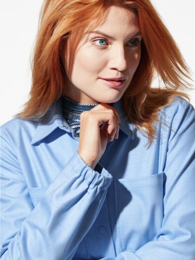 Hautschmeichler Flanell-Bluse Horizontblau