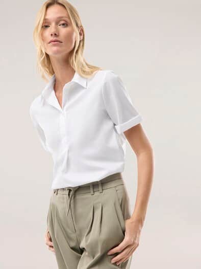 Extraglatt Polo Bluse Weiß