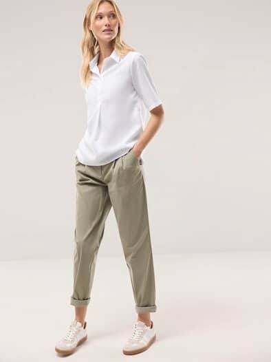 Extraglatt Polo Bluse Weiß