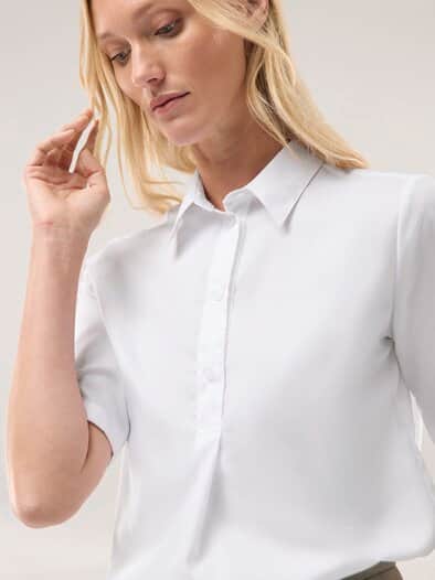 Extraglatt Polo Bluse Weiß