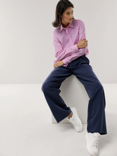 Baumwoll Bluse Perfect Match Streifen Malve