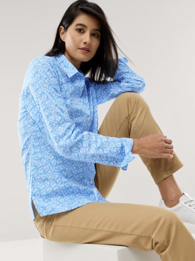 Baumwoll Bluse Perfect Match Millefleurs Jeansblau
