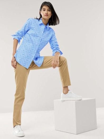 Baumwoll Bluse Perfect Match Millefleurs Jeansblau