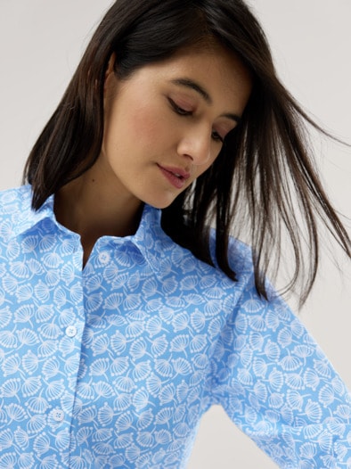 Baumwoll Bluse Perfect Match Millefleurs Jeansblau