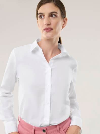 Extraglatt Baumwoll-Bluse Weiß