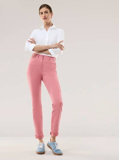 Extraglatt Baumwoll-Bluse Weiß