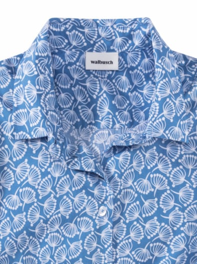 Komfort-Baumwoll-Bluse Millefleurs Blau