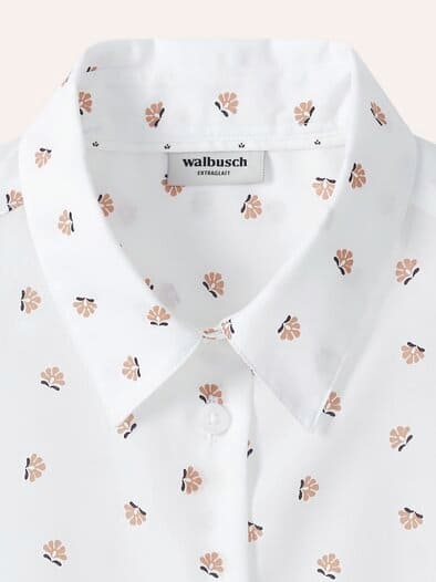 Extraglatt-Hemdbluse Everyday 2.0 Blumendruck Wei