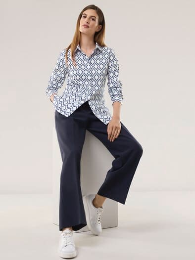 Extraglatt-Hemdbluse Everyday 2.0 Ornament Marine